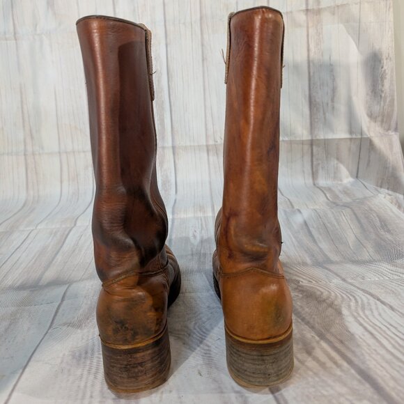 Vintage Double H Boots Brown Leather Campus Style Women - Picture 4 of 16